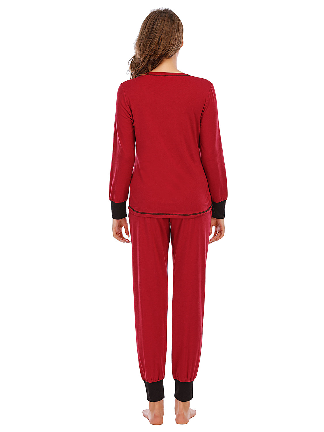 Round Neck Top and Pants Lounge Set in Dark Navy for Women