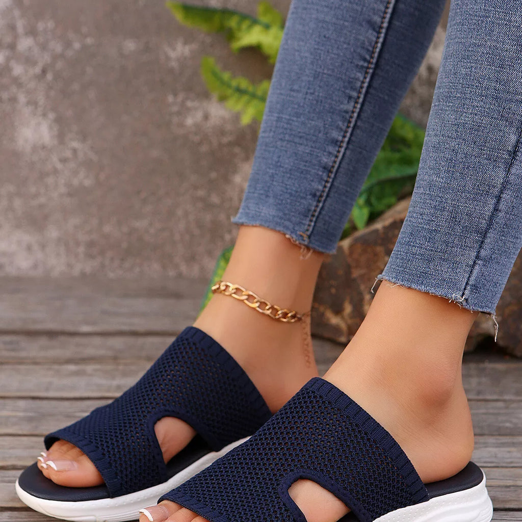 Breathable Mesh Open Toe Sandals in Khaki Color for Women