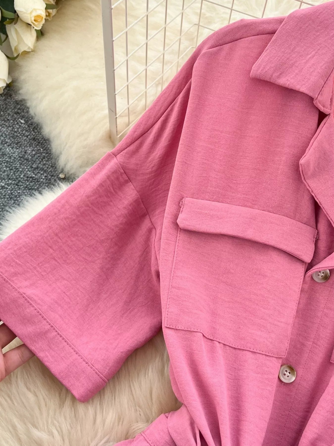 Pink Tie Waist Wide Leg Jumpsuit for Women