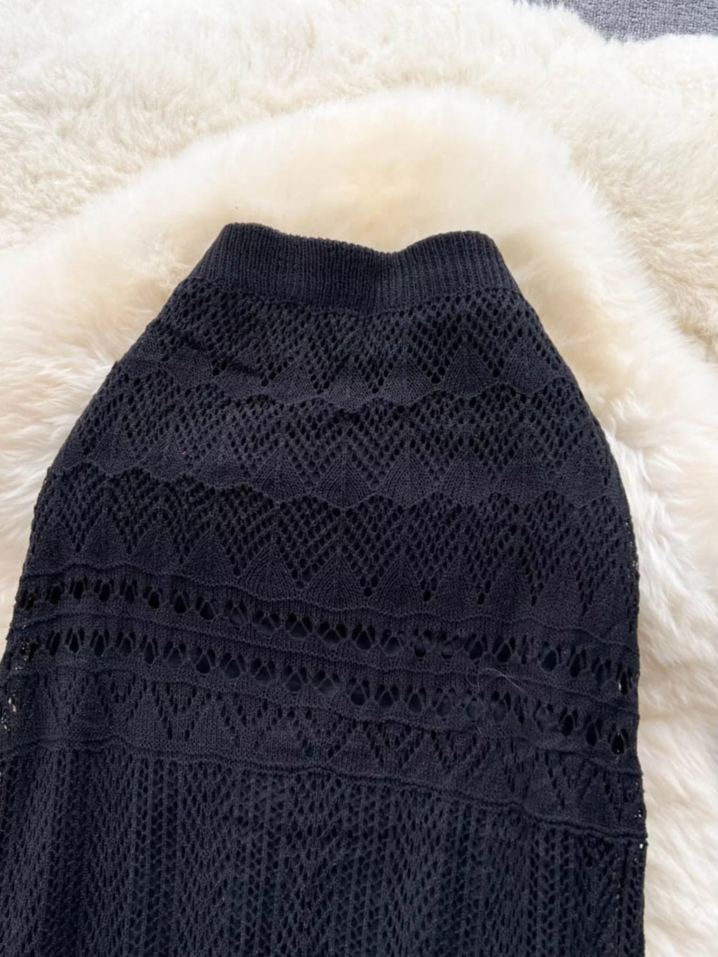 Knitted Hollow Out Maxi Skirt for Women