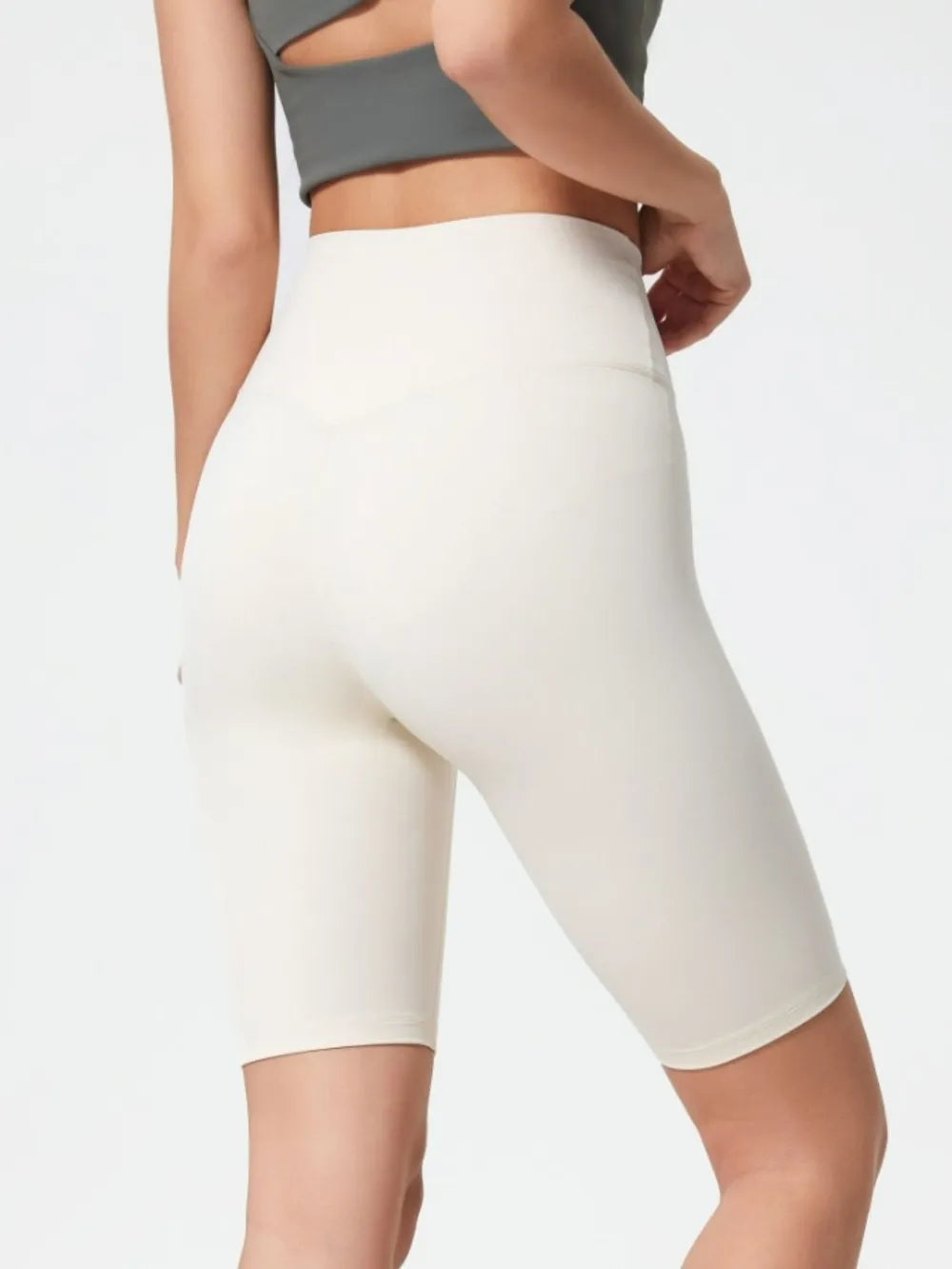 High Rise Wide Waistband Active Shorts in Dark Brown in Mocha for Women