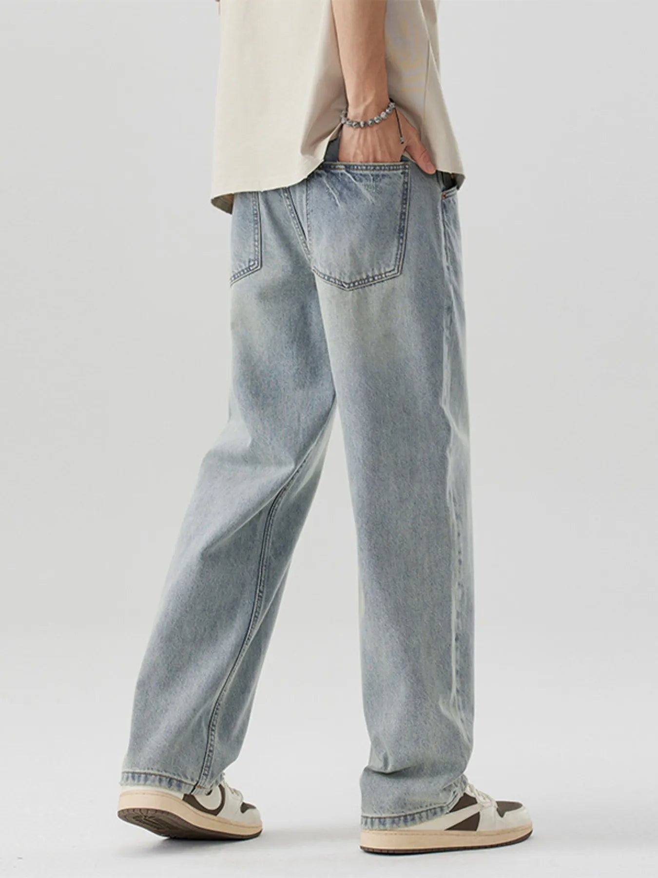Wash Wide Leg Jeans in Nostalgic Orchid for Men