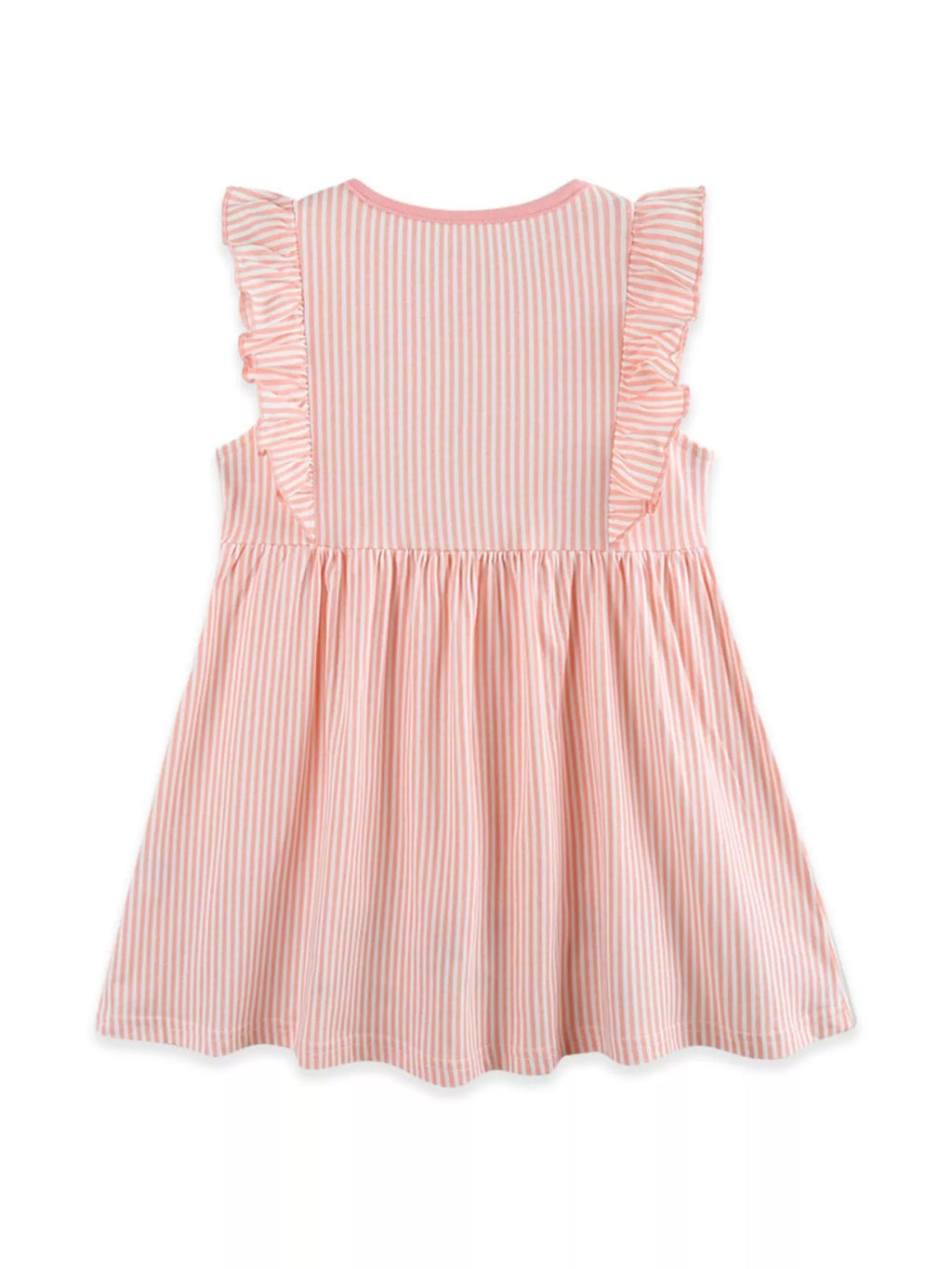 Embroidered Bunny Ruffle Sleeve Dress in Watermelon Pink for Girls