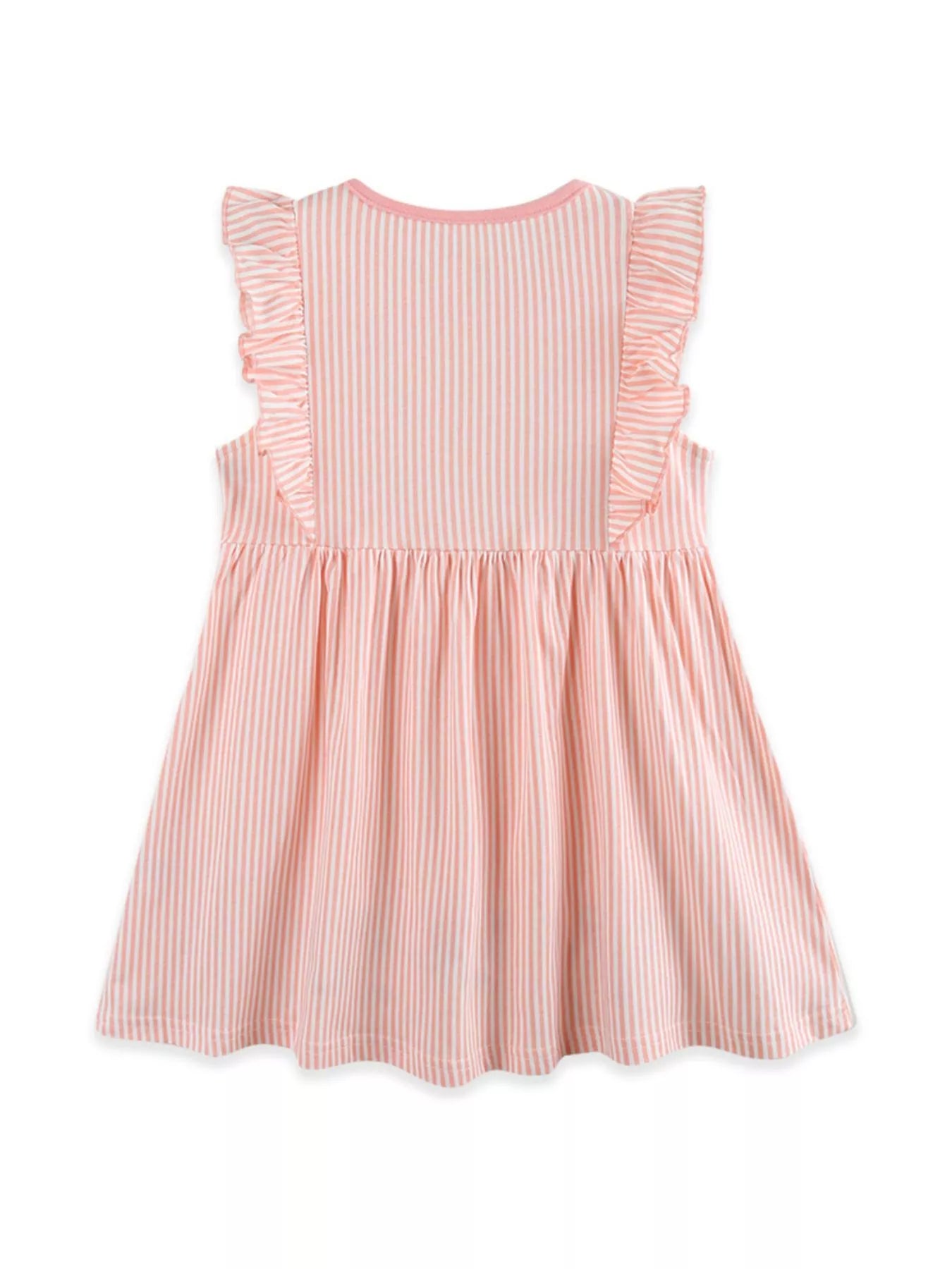 Embroidered Bunny Ruffle Sleeve Dress in Watermelon Pink for Girls