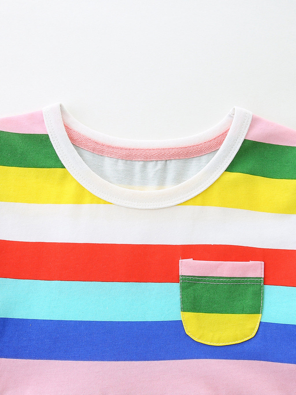 Striped Casual Short Sleeve Dress in Multicolor for Girls