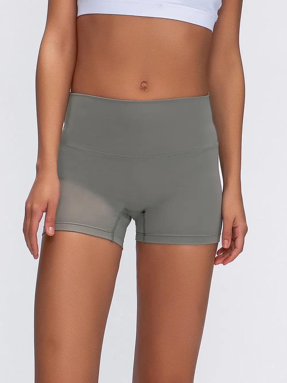High Waist Active Shorts in Deep Dark Green in Peach Pink for Women