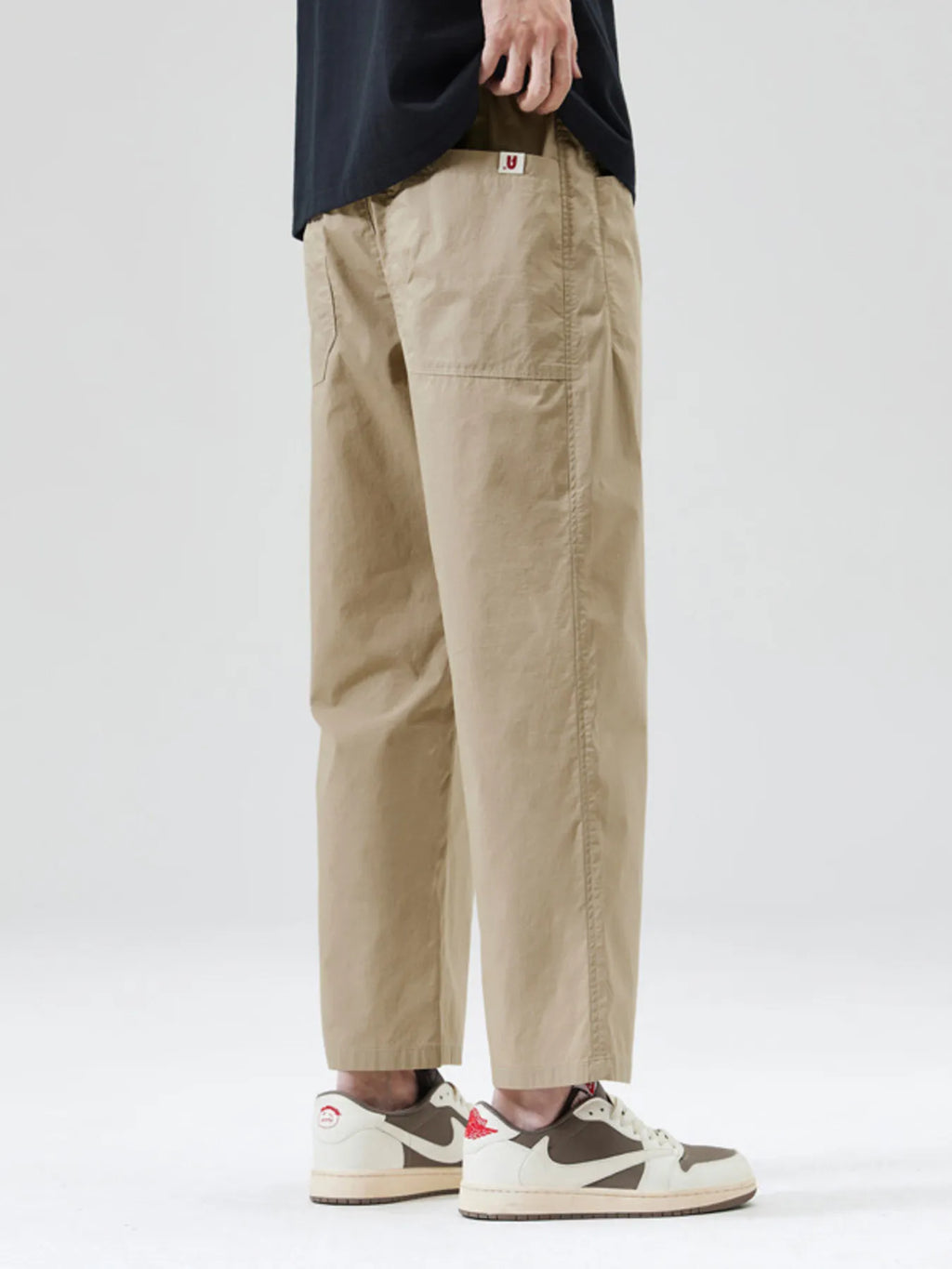 Wide-Leg Casual Pants Plus Size in Black for Men