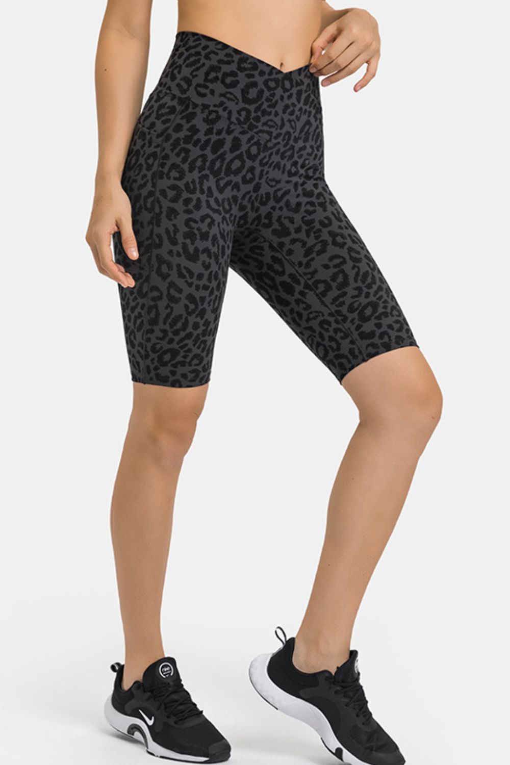 High Waist Biker Shorts with Pockets in Hot Pink for Women