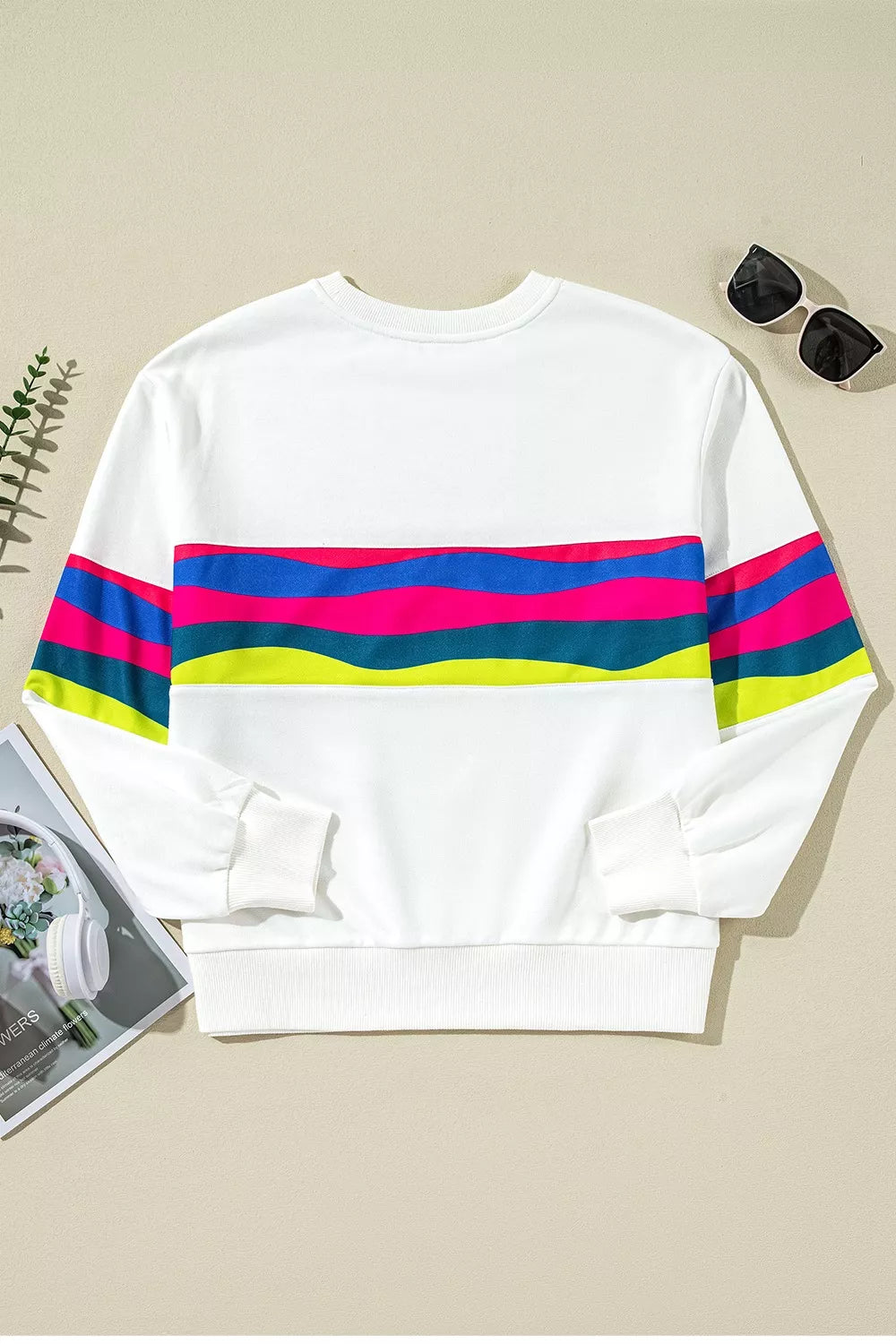 Contrast Striped Round Neck Top for Women