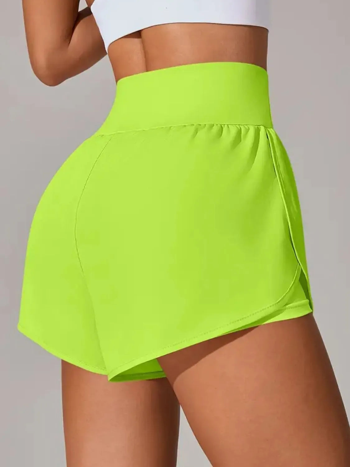 Pocketed High Waist Active Shorts in Pink Purple for Women
