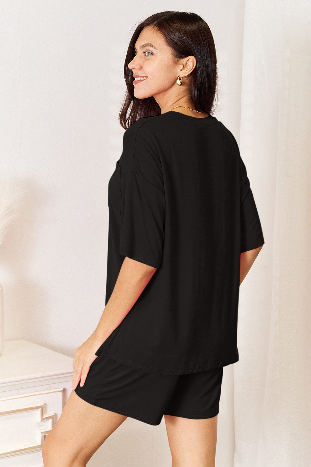 Plus Size Soft Rayon Half Sleeve Top and Shorts Set in Sky Blue for Women