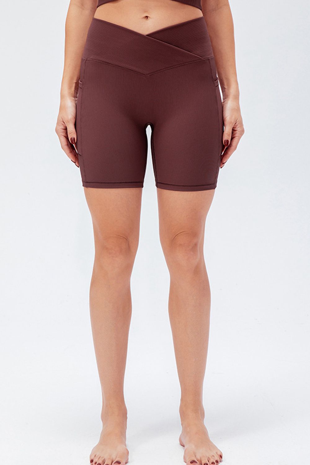 Slim Fit V-Waistband Sports Shorts in White for Women
