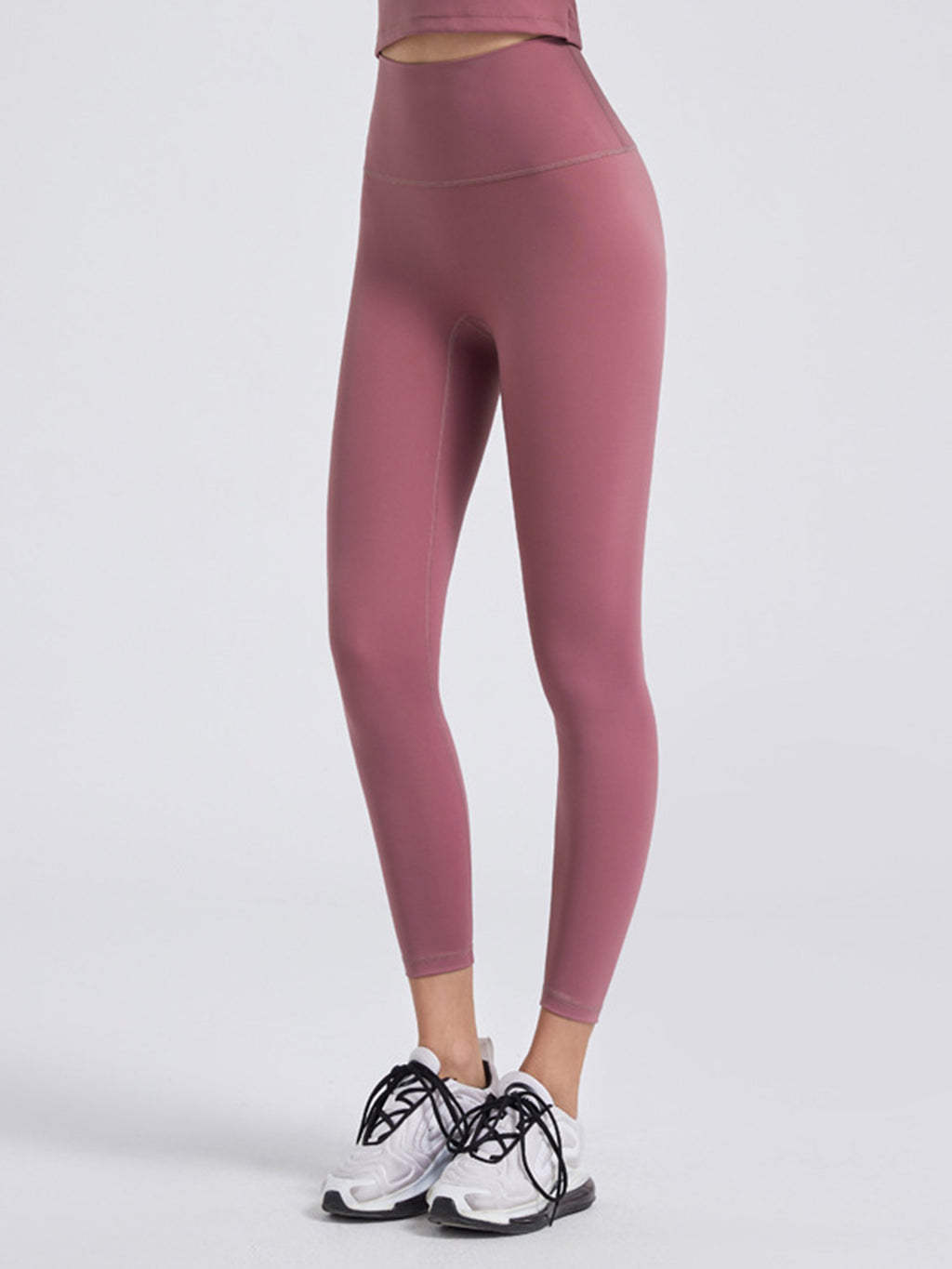 Wide Waistband Sports Leggings in Lilac in Chocolate for Women