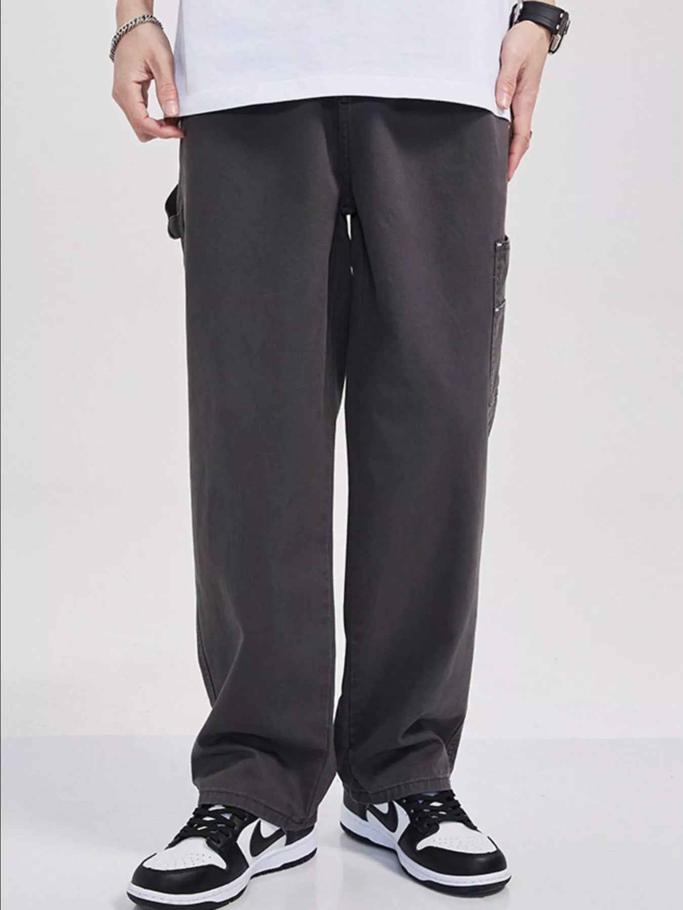 Loose Fit Cargo Jeans Plus Size in Apricot for Men