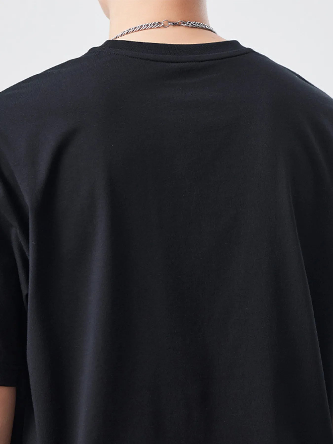 Plus Size Round Neck Short Sleeve T-Shirt in Everyday in Black for Men