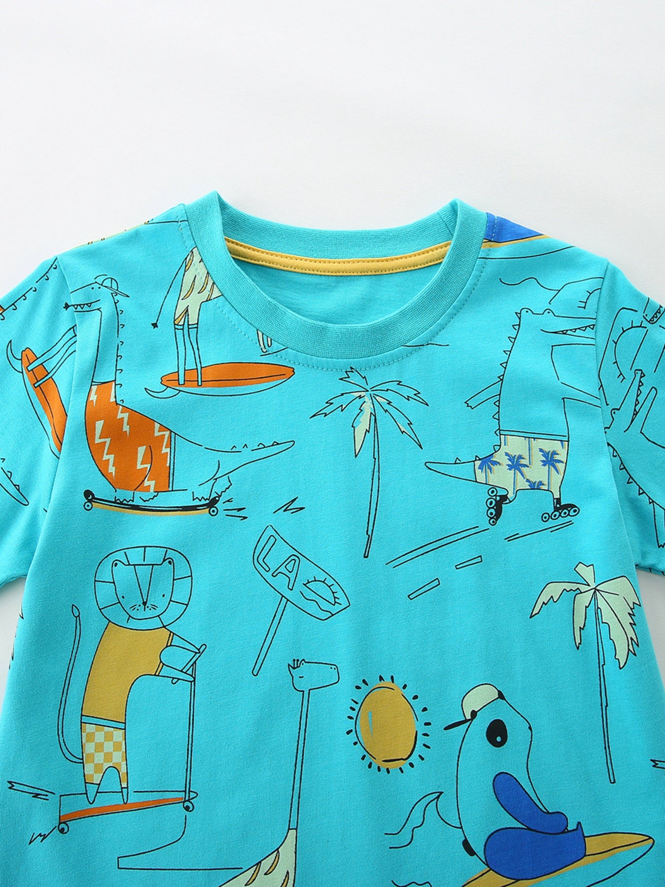 Animal Print Tee and Shorts Set in Aqua for Boys