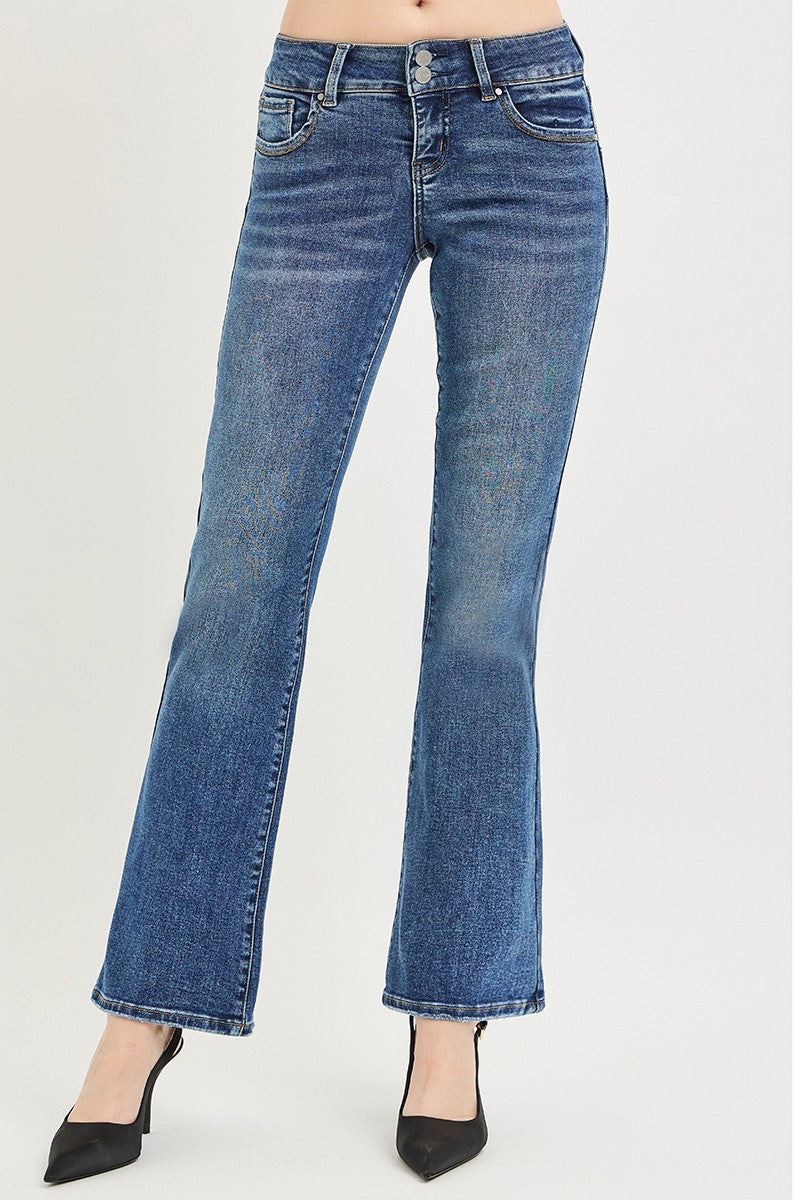 Tummy Control Low Rise Bootcut Jeans in Medium for Women