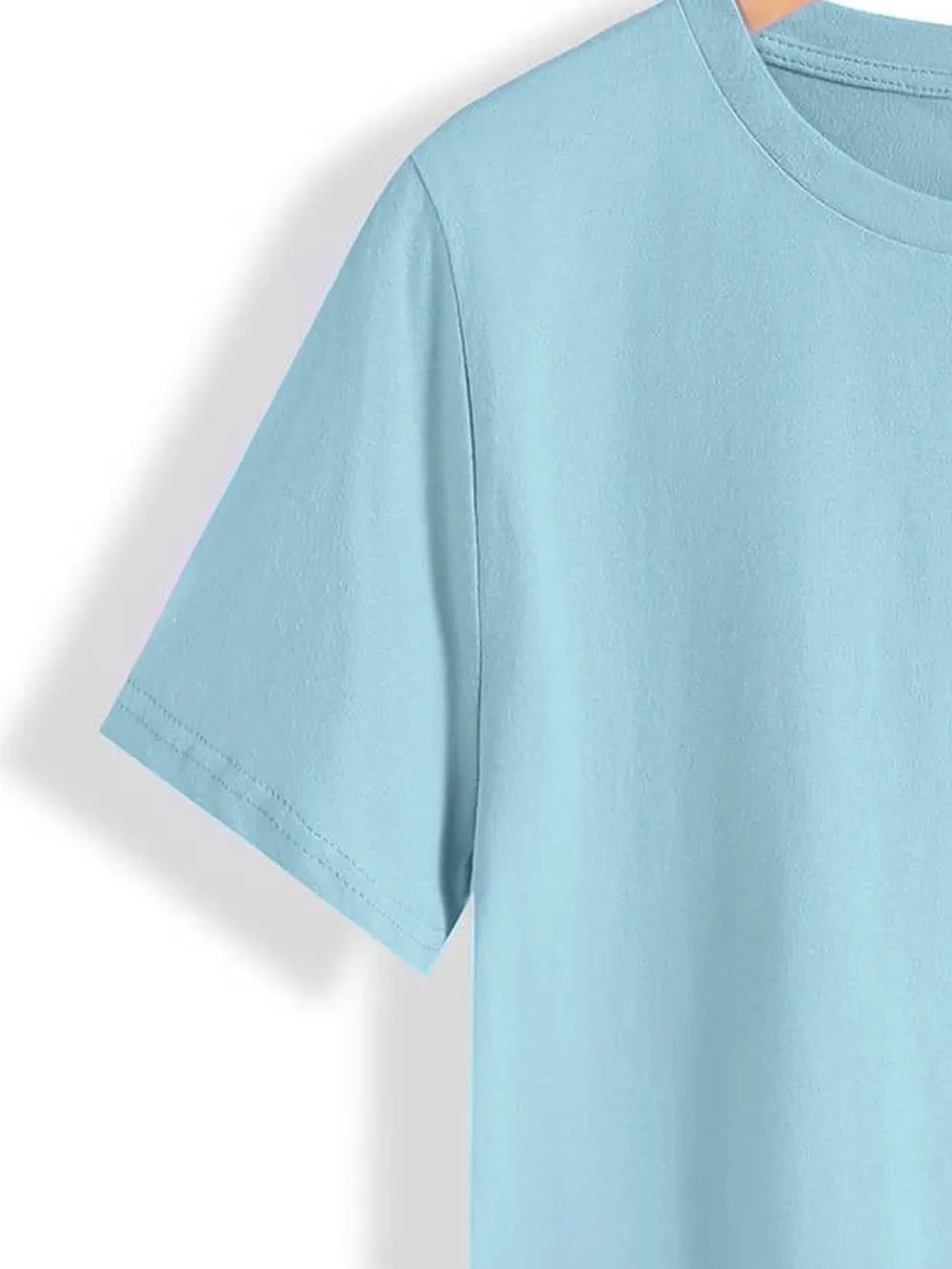 Happy St Patricks Day Round Neck T-Shirt in Light Blue for Women