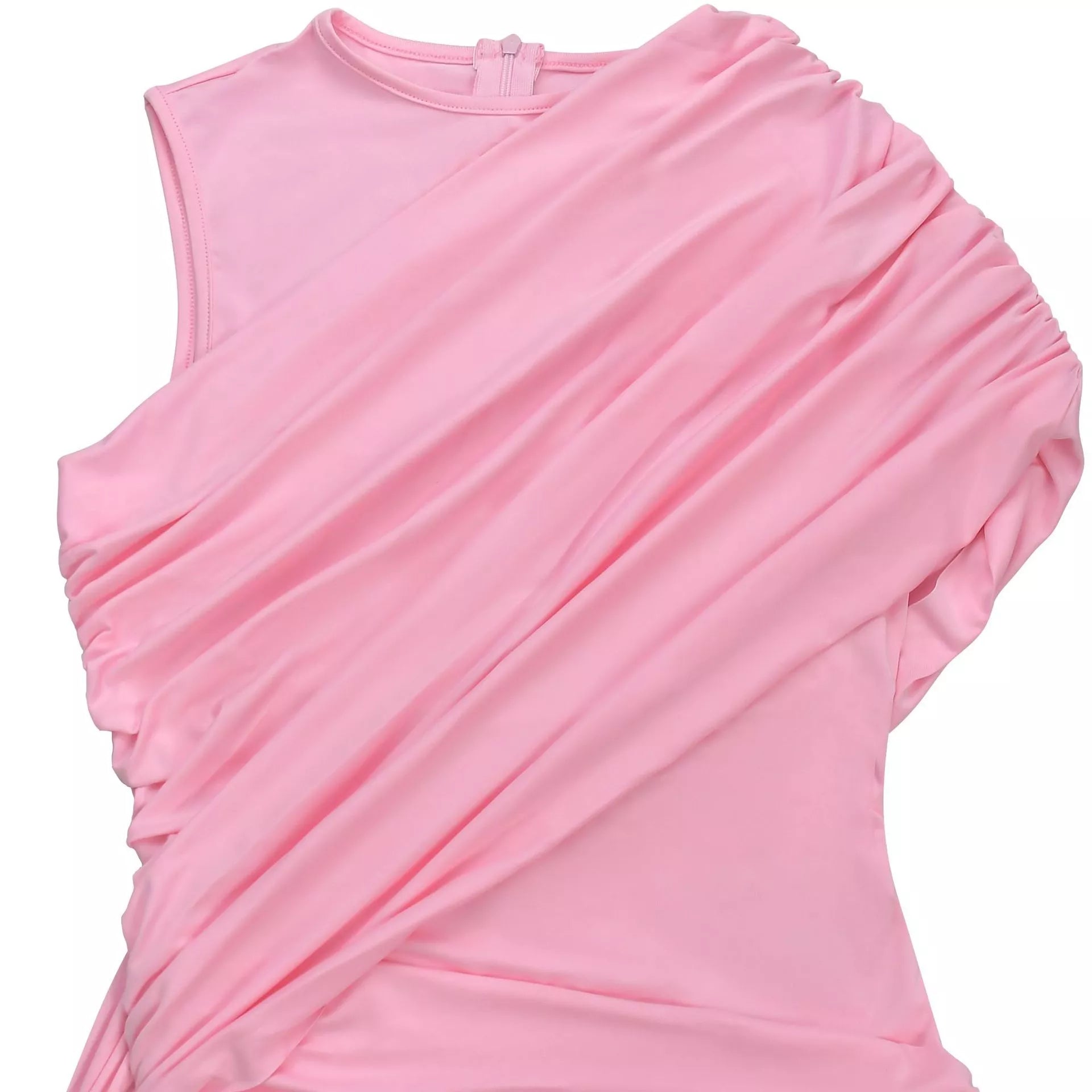 Ruched One-Shoulder Flare Leg Jumpsuit in Pink for Women