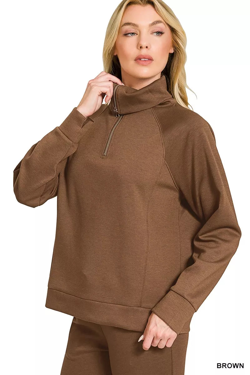 Scuba Half Zip Sweatshirts and Joggers Set for Women