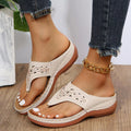 Casual Hollow-Out Thong Sandals in Off-White for Women