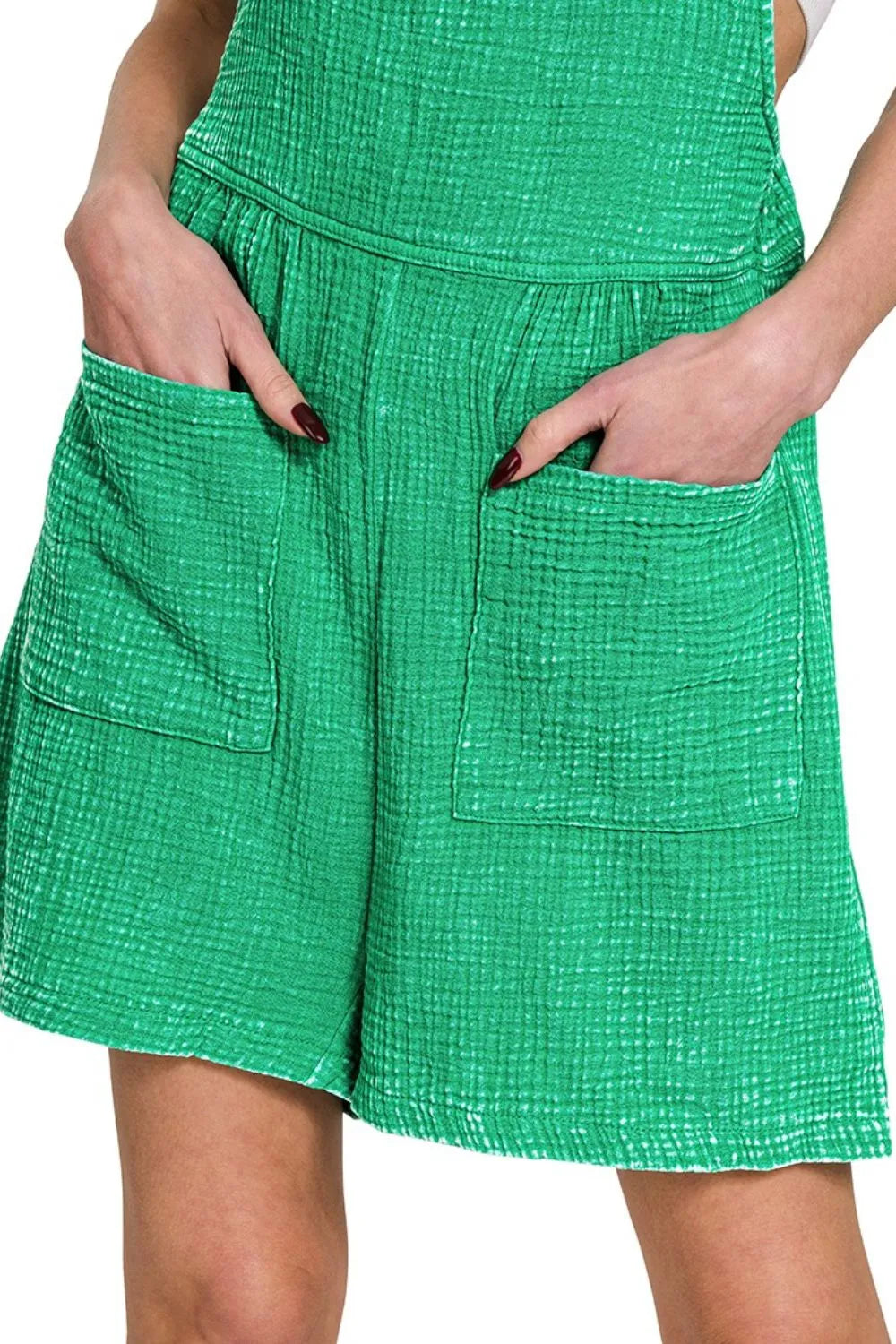 Woven Double Gauze Acid Washed Romper for Women