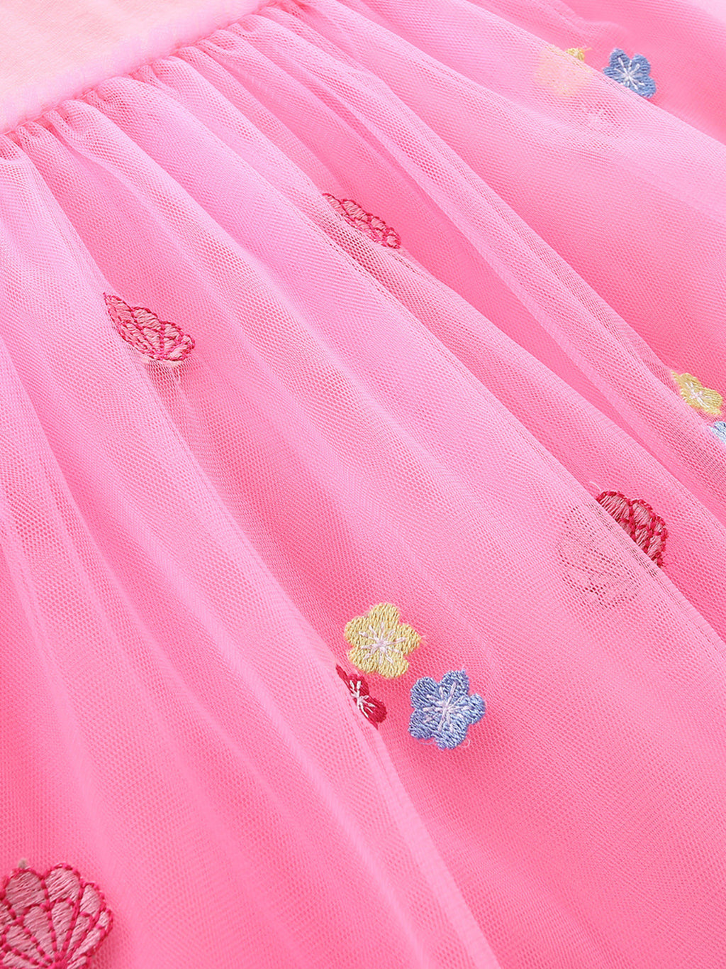 Embroidered Tulle Dress in Pink for Girls