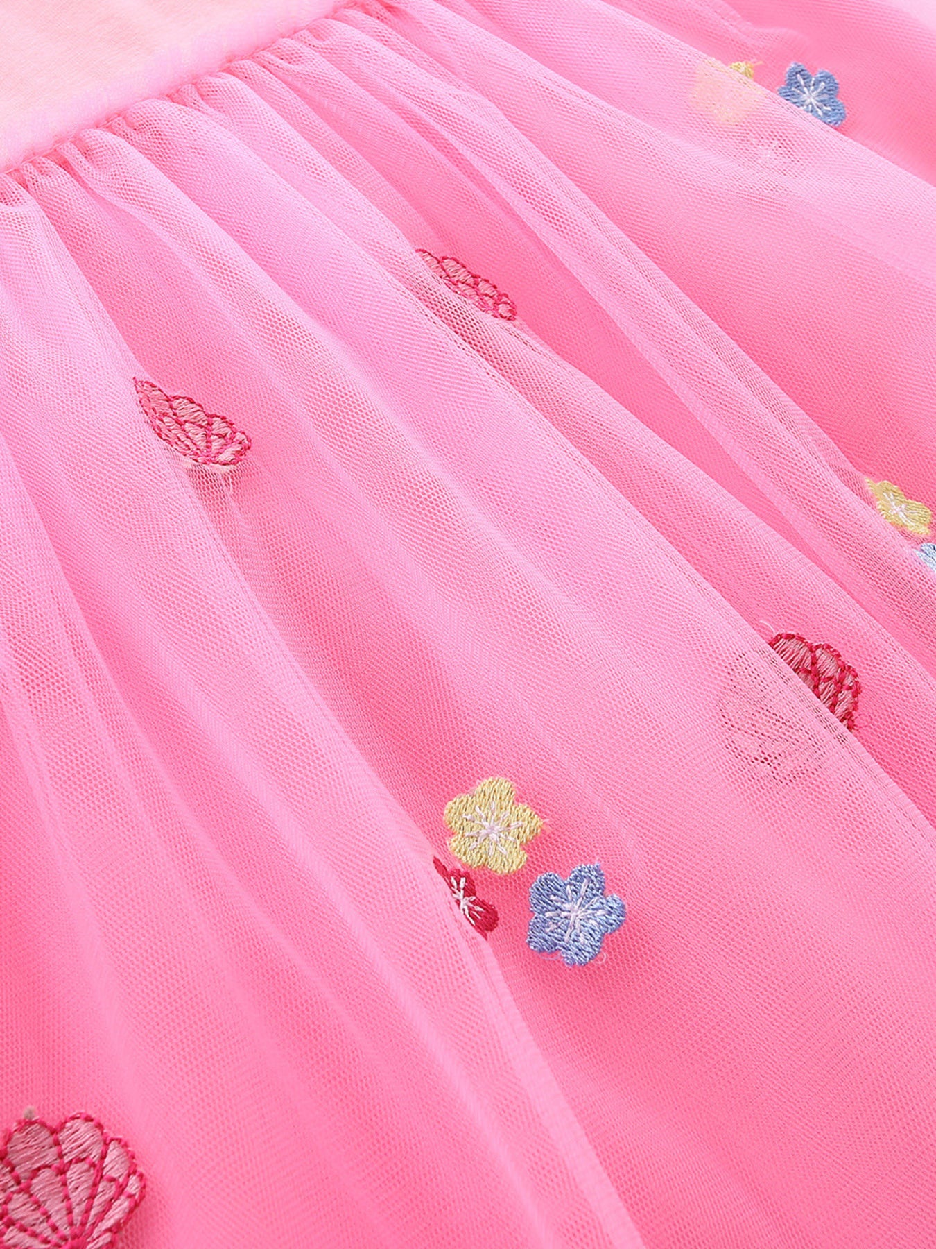 Embroidered Tulle Dress in Pink for Girls
