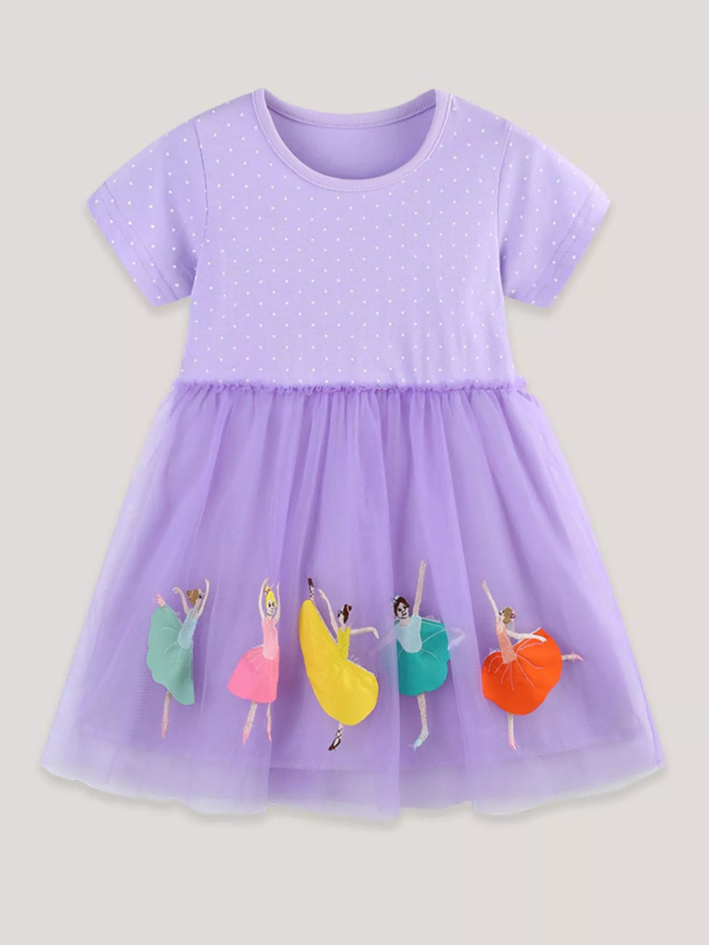 Ballet Dancer Embroidered Tulle Dress in Lavender for Girls