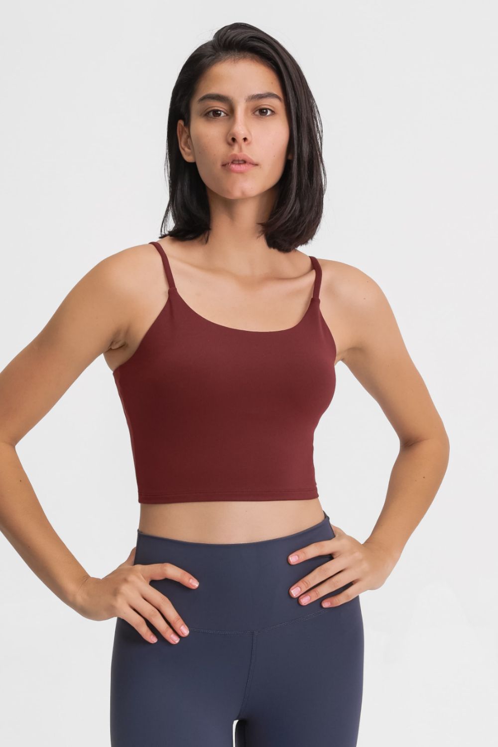 Feel Like Skin Scoop Neck Sports Cami in Turquoise for Women