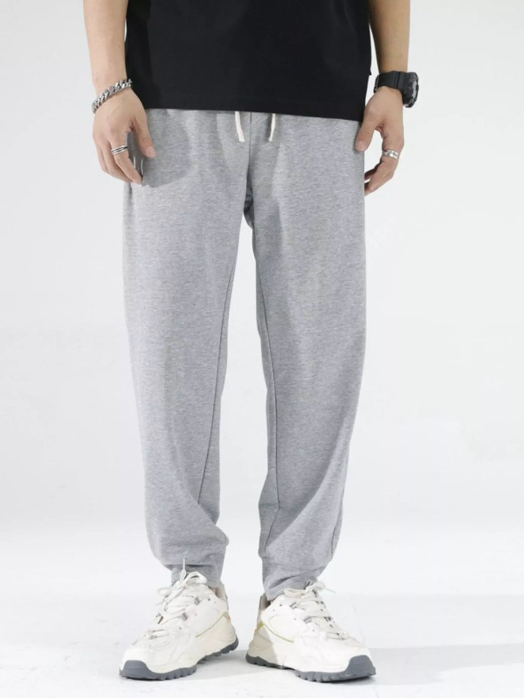 Casual Drawstring Joggers in Gray for Men