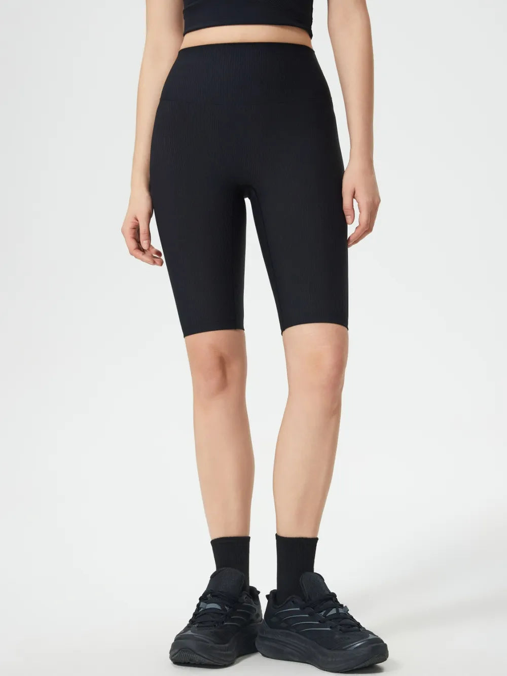 High Waist Active Shorts in Gray in Black for Women