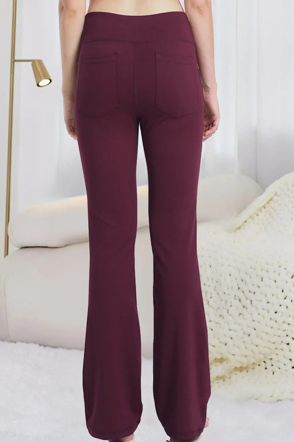 Pocketed High Waist Active Pants in Dark Gray for Women
