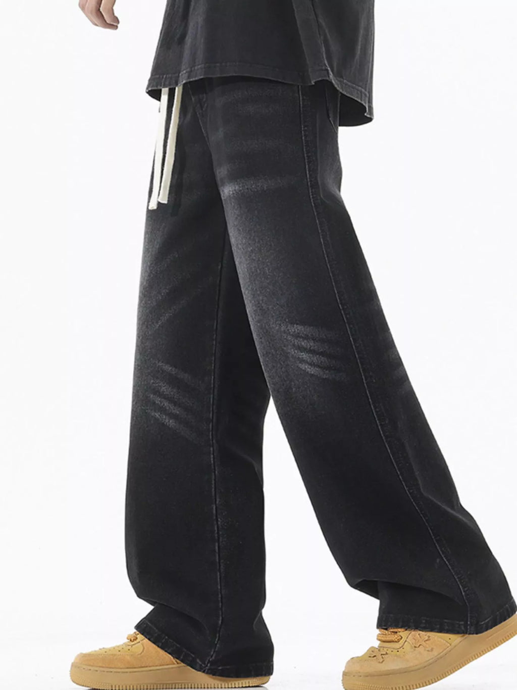 Wash Wide Leg Jeans Plus Size in Vintage Blue for Men