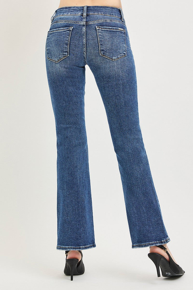 Tummy Control Low Rise Bootcut Jeans in Medium for Women