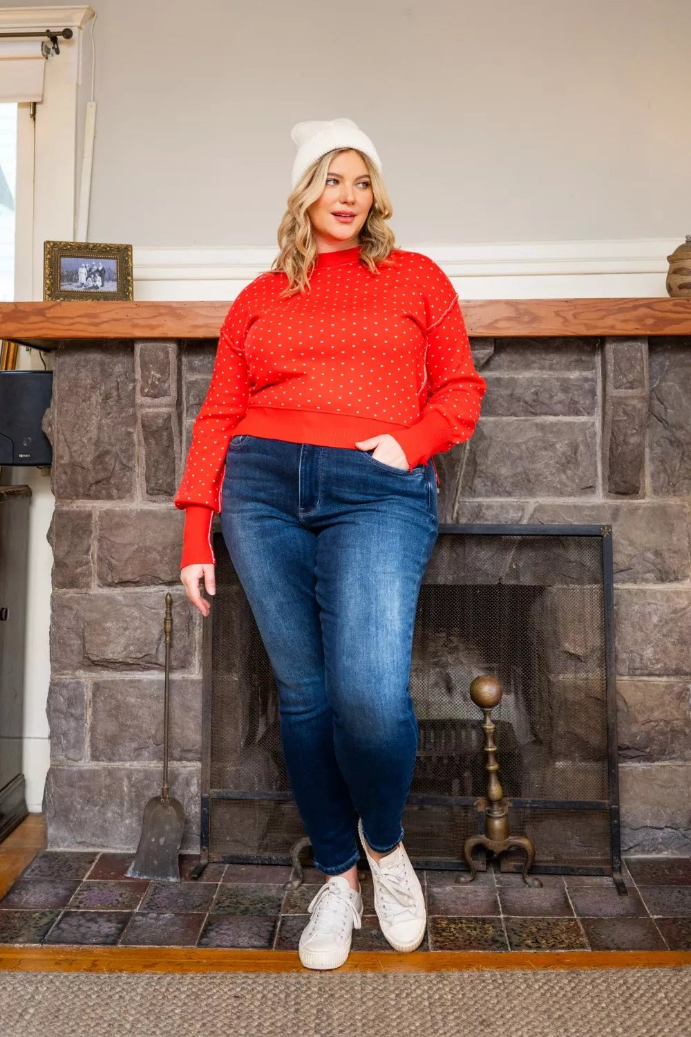 Washed Thermal Skinny Jeans Plus Size in Dark for Women