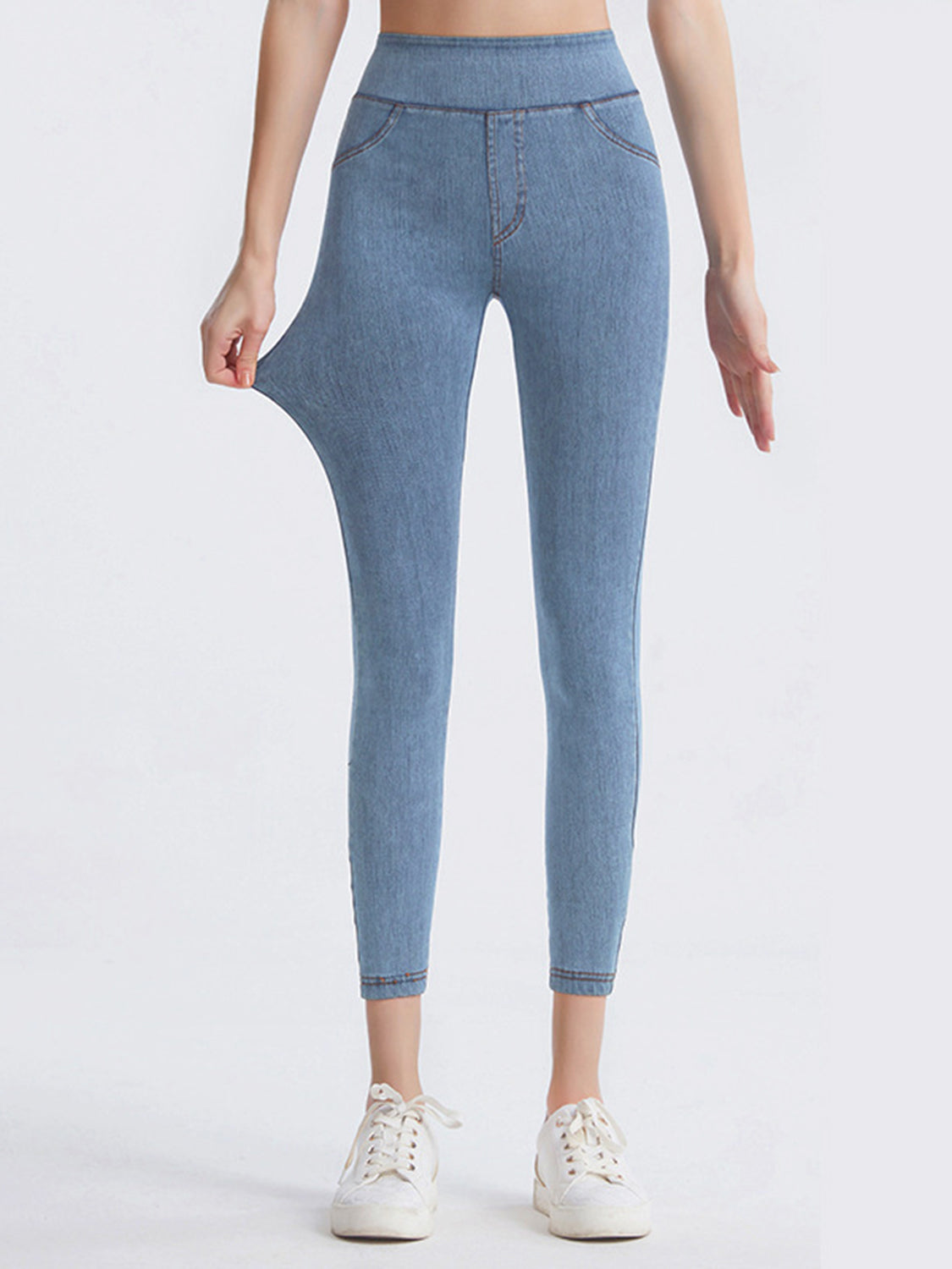 Wide Waistband Sports Leggings in Dark in Medium for Women