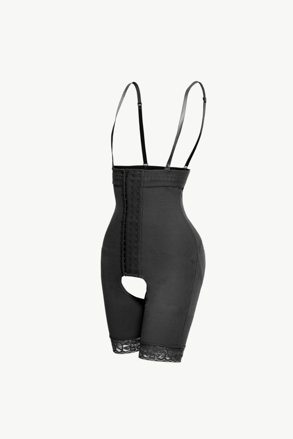 Plus Size Hook-and-Eye Lace Trim Shaping Bodysuit in Black for Women