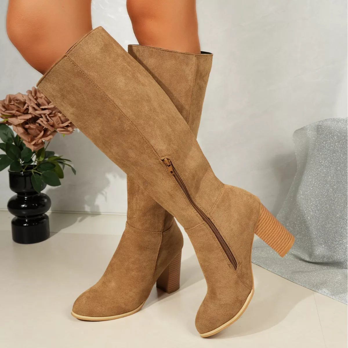 Point Toe Block Heels Boots in Relaxed for Women