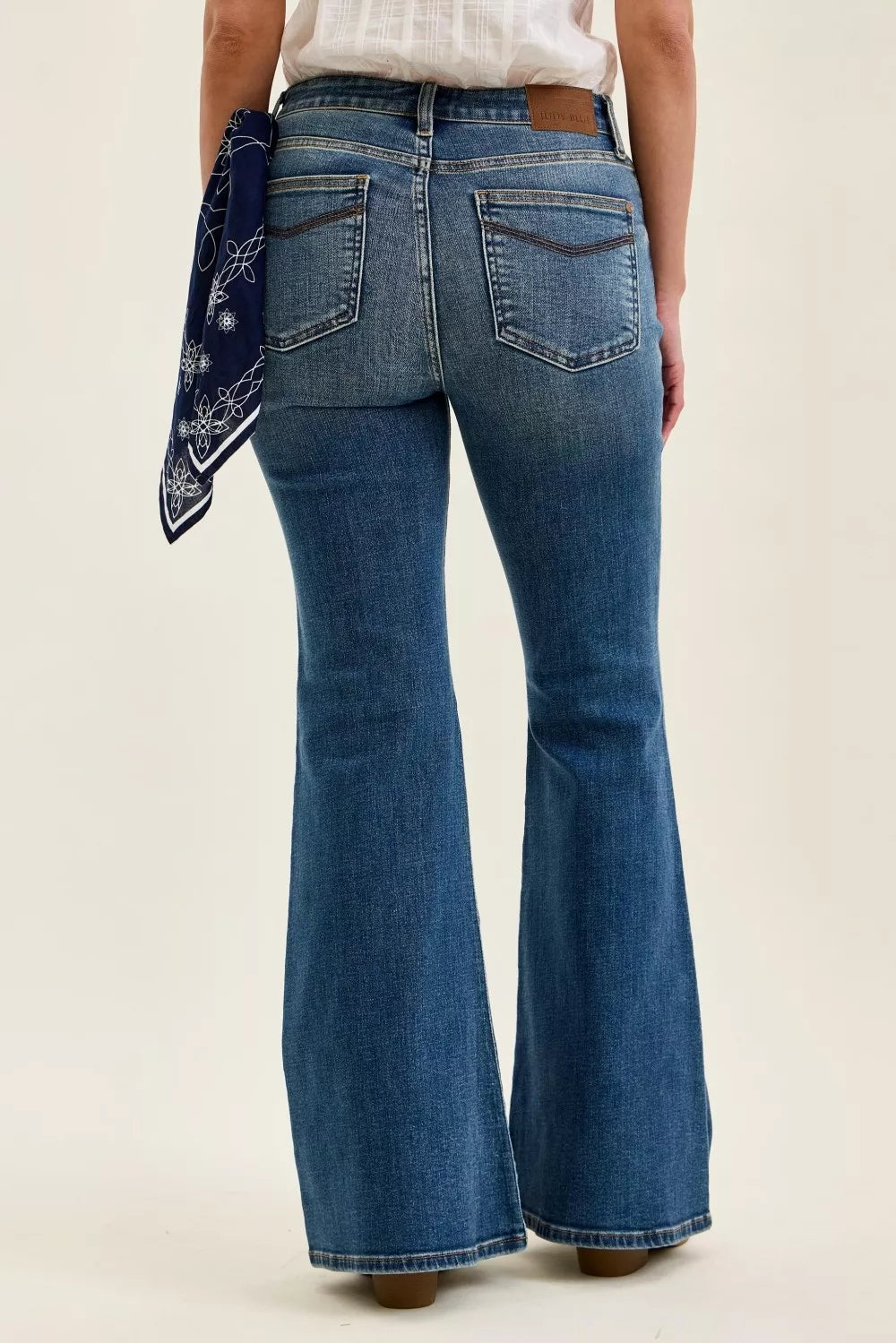 Mid Rise Jaqueline Flare with Triple Needle Back Pkts and Bandana Loop in Md for Women