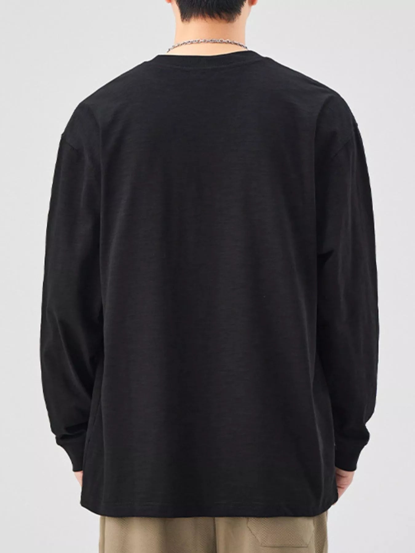 Plus Size Casual Long Sleeve T-Shirt in White for Men