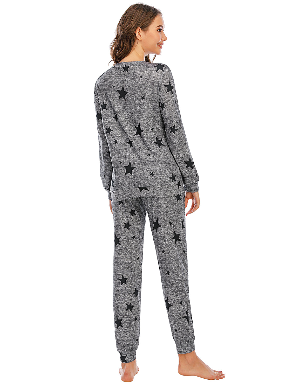 Star Top and Pants Lounge Set in Charcoal for Women
