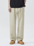 Casual Loose Fit Wide Leg Pants Plus Size in Light Khaki for Men