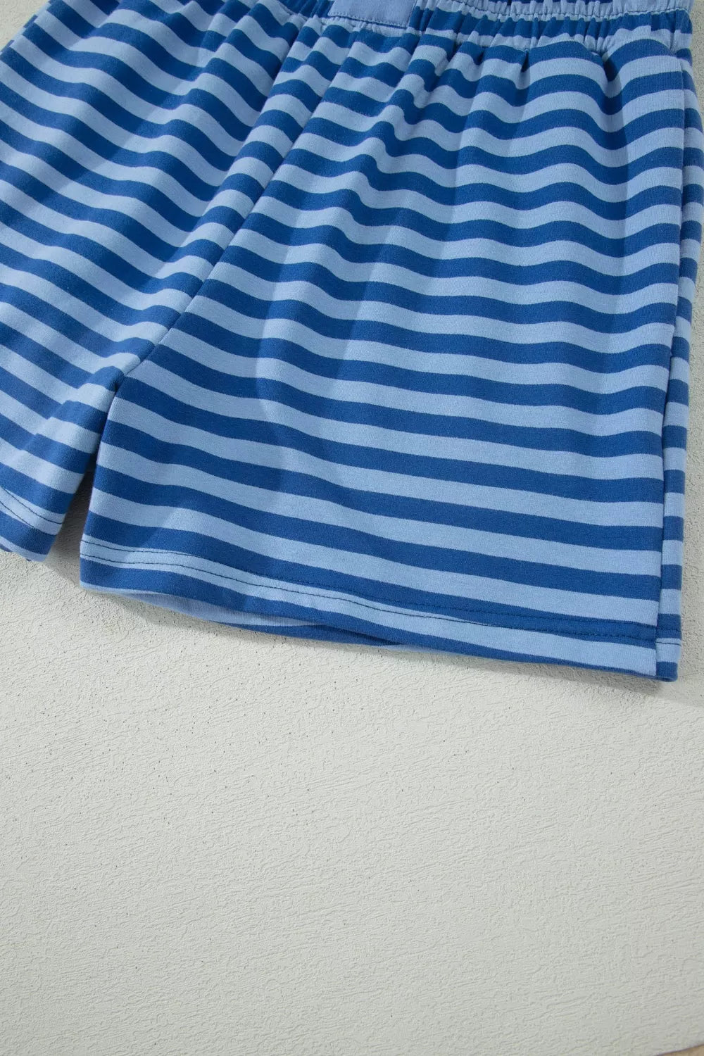 Striped Short Sleeve Top and Shorts Set for Women
