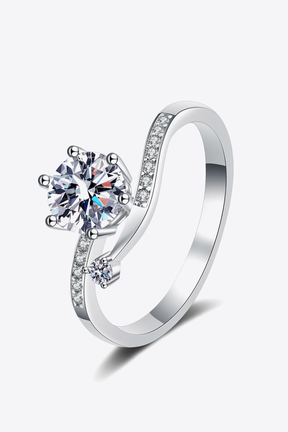 1 Carat Moissanite 925 Sterling Silver Bypass Ring for Women