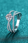 1 Carat Moissanite Crisscross Ring in Silver for Women
