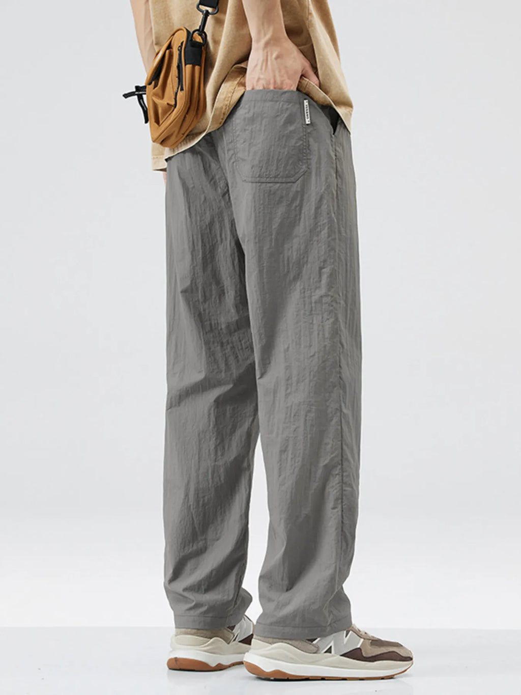 Lightweight Wide Leg Casual Pants Plus Size in Dark Gray for Men