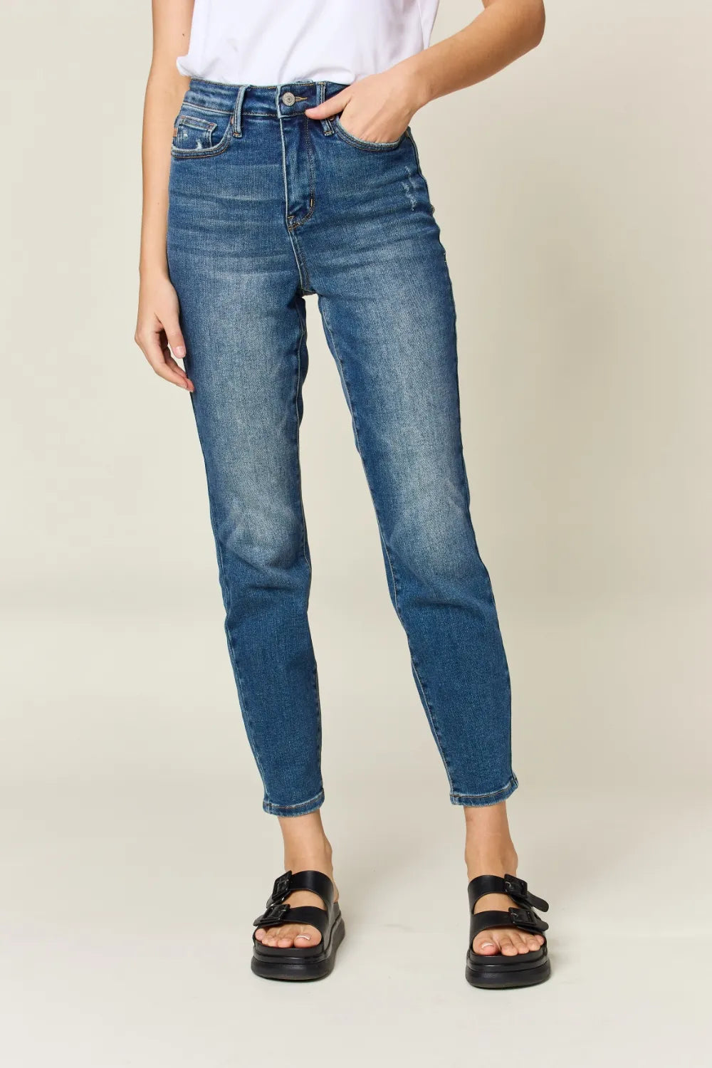 Plus Size Tummy Control High Waist Slim Jeans for Women
