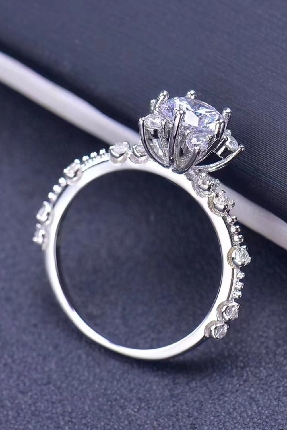 1 Carat Moissanite 6-Prong Ring in Silver for Women