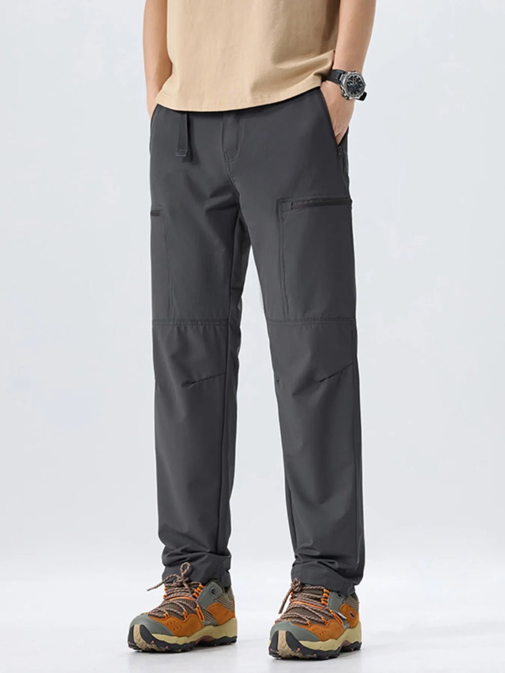 Multi-Pocket Cargo Utility Pants Plus Size in Black for Men